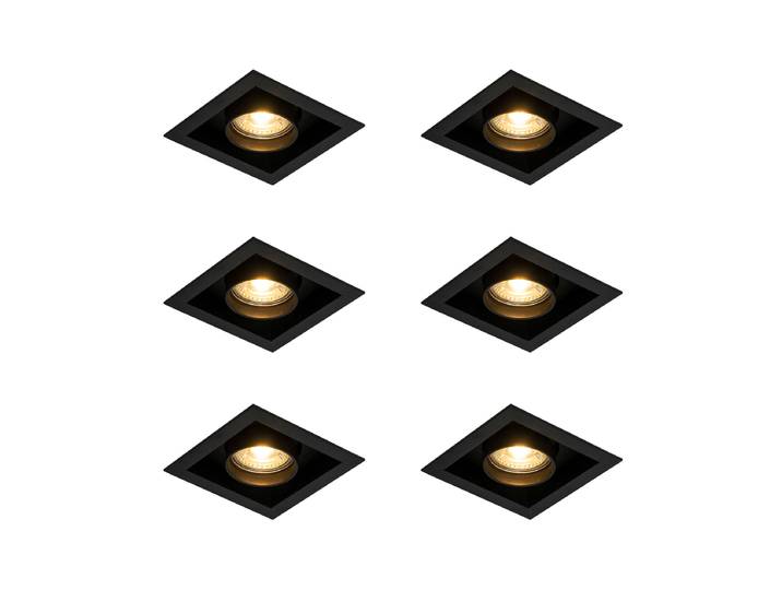 Ensemble de 6 spots encastrables modernes noirs orientables -
