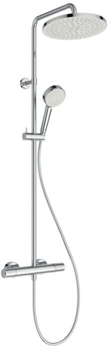 Ideal Standard T 25N Duschsystem A8520AA mit Brausethermostat, 2 Funktion-Handbrause, Kopfbrause rund, chrom