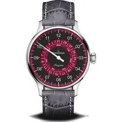 Meistersinger Klassik Plus Pangaea Day Date PDD902R - bordeaux,schwarz,anthrazit,weiße Ziernaht - 40mm