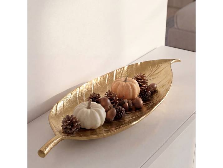 Bol décoratif feuille type A 18 x 6 x 61cm Doré/Doré