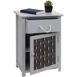 Kommode MCW-K83, Schrank Schubladenschrank, Holz 55x39,5x28,5cm ~ grau, Polyrattan dunkelgrau