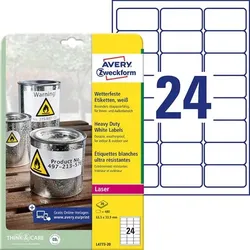 AVERY Zweckform wetterfeste Folienetiketten 63,5 x 33,9 mm