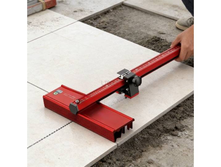 Outil de découpe de carreaux en forme de T avec poulie, couteau de découpe de carreaux de verre en forme de T réglable, couteau de découpe de sol manuel professionnel