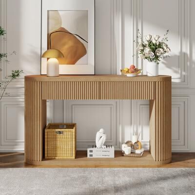 GREATPLANINC 2 Drawers Console Table for Living Room Entryway