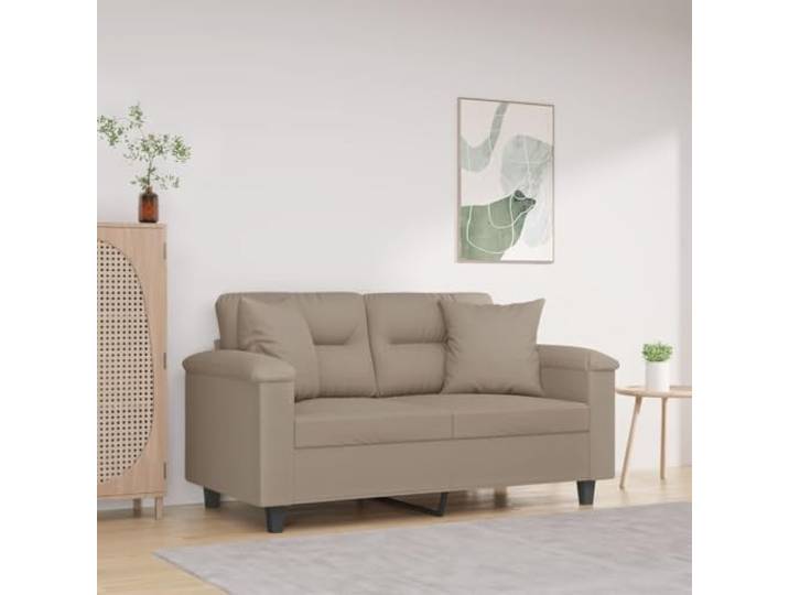 HEFZGDB Modernes 2-Sitzer-Sofa Taupe 120 cm mit Kissen Mikrofasergewebe Langlebig Metallgestell Bequem Sitzkomfort Polsterung Wohnzimmer Möbel