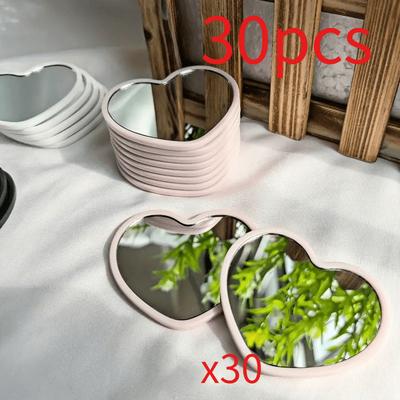 Fusion Finds Heart Pocket Makeup Mirror Portable Mini Vanity Mirror Cute Handheld Cosmetic Mirror Gift Set pink
