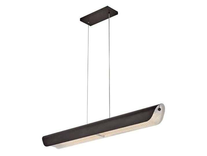 Suspension Linéaire LED Acier, Verre Nervuré