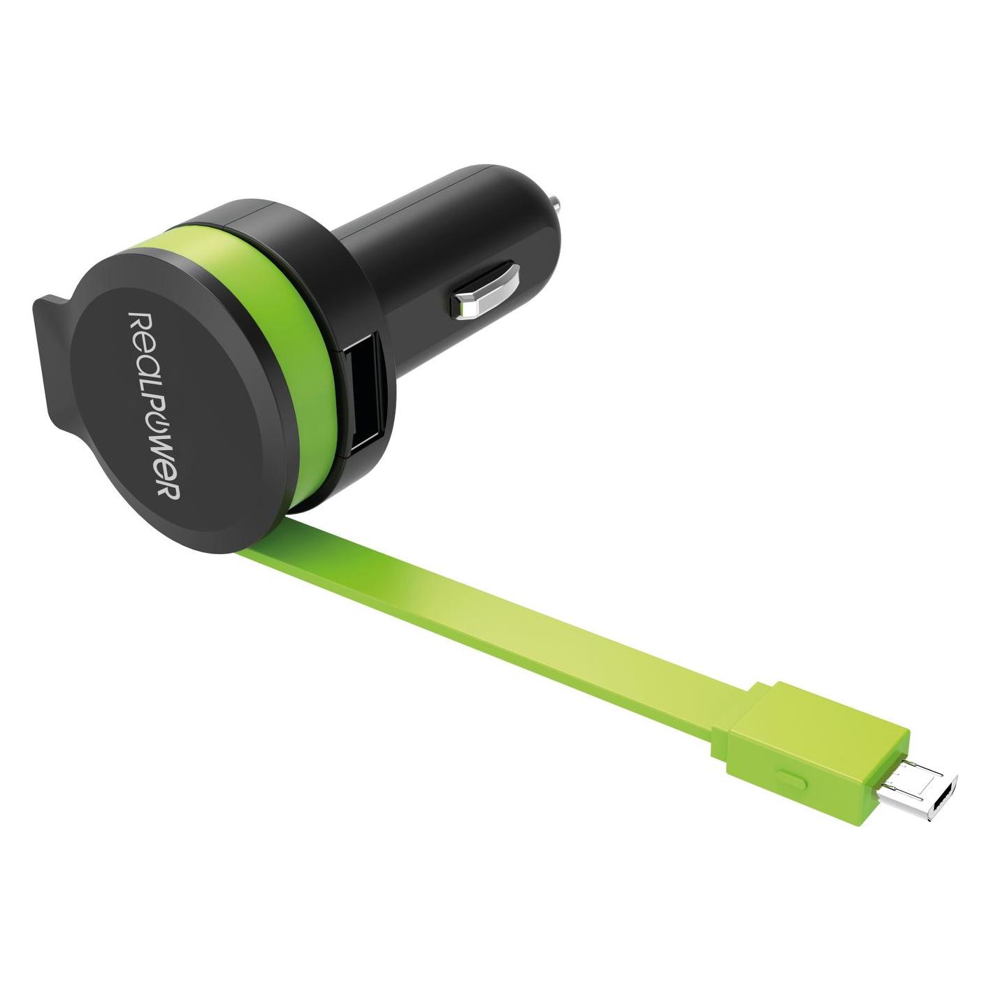 RealPower Car Charger M integrated MicroUSB Cable+ 1x USB (257635)