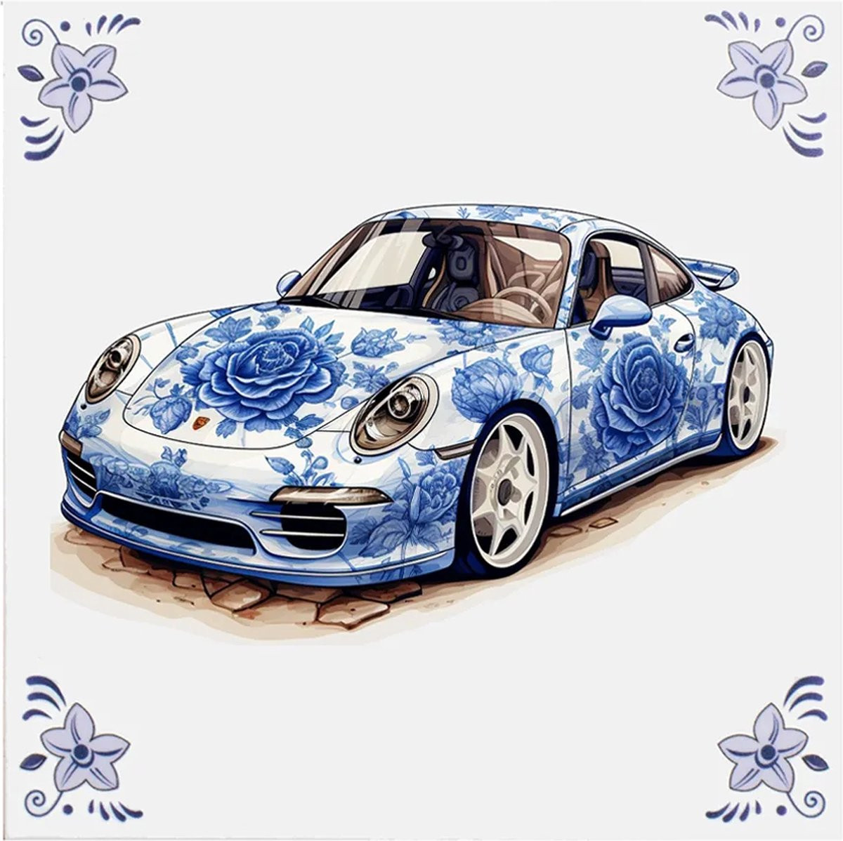 Delfts blauw wandbord Porsche Design
