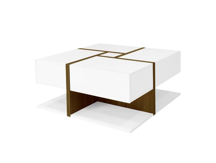 Table Basse Moderne avec 4 Tiroirs Blanc