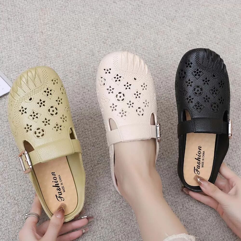 INF Damen Flache Rutschfeste Lochschuhe Kompatibel Mit Komfortablen PVC Hausschuhen Für Alltag Und Freizeit M