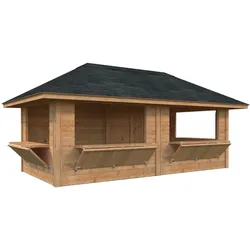 Palmako Kiosk Bianca 16,6 m2 Set 112 - 28 mm hellbraun tauchgrundiert