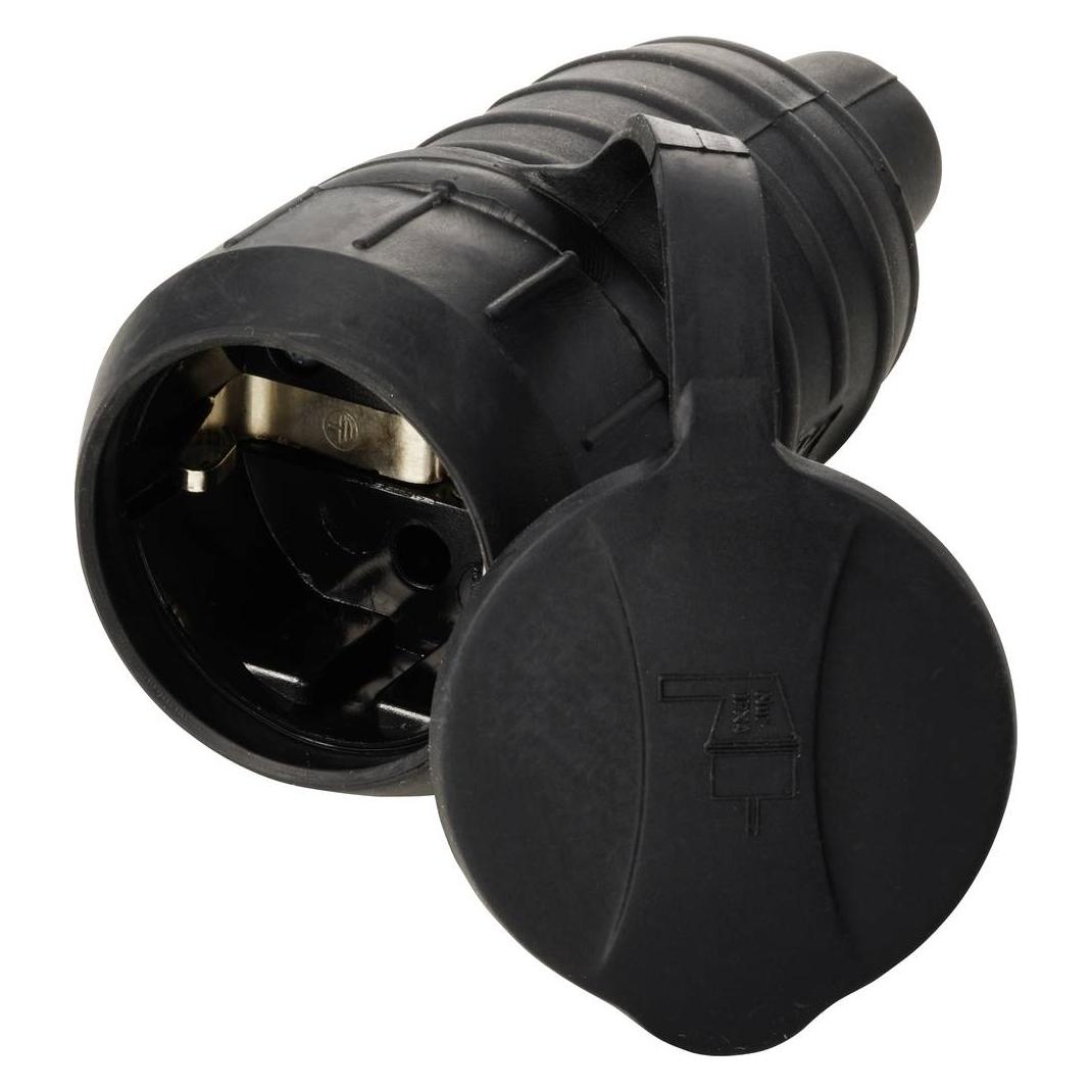 Sygonix SY-6618474 Schutzkontaktkupplung TPE 250 V/AC Schwarz IP44 (SY-6618474)