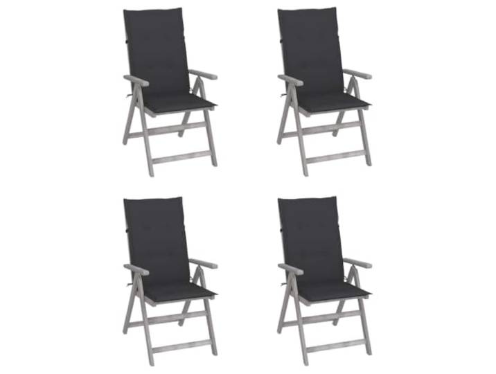 HEFZGDB Grauer Outdoor-Armlehnstuhl aus massivem Akazienholz mit 5-Fach Verstellbarer Rückenlehne und Komfort-Auflage für Garten, Terrasse und Camping