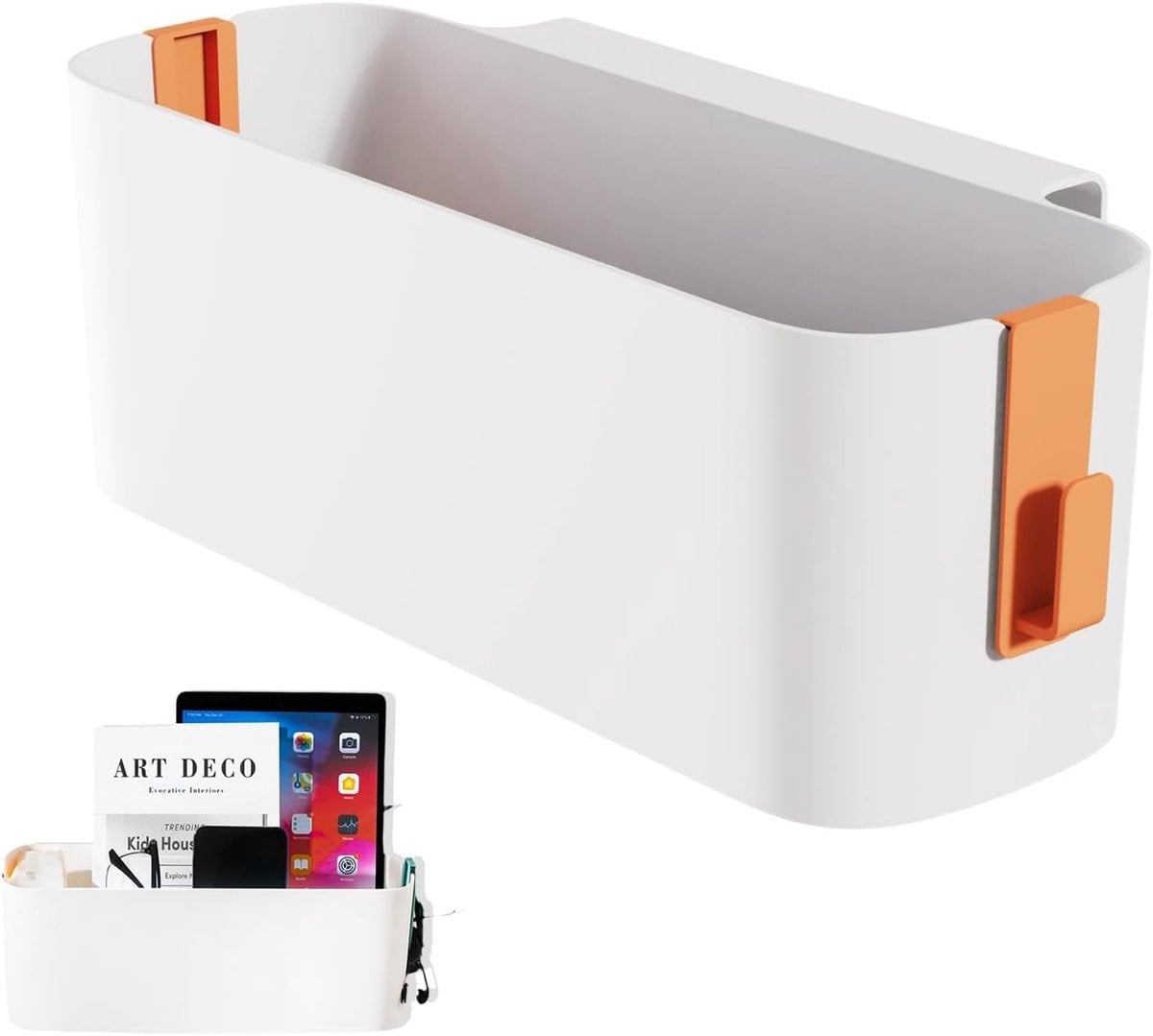 Hanging Storage Basket met 2 Verwijderbare Haken voor Bed Organisatie, Oranje