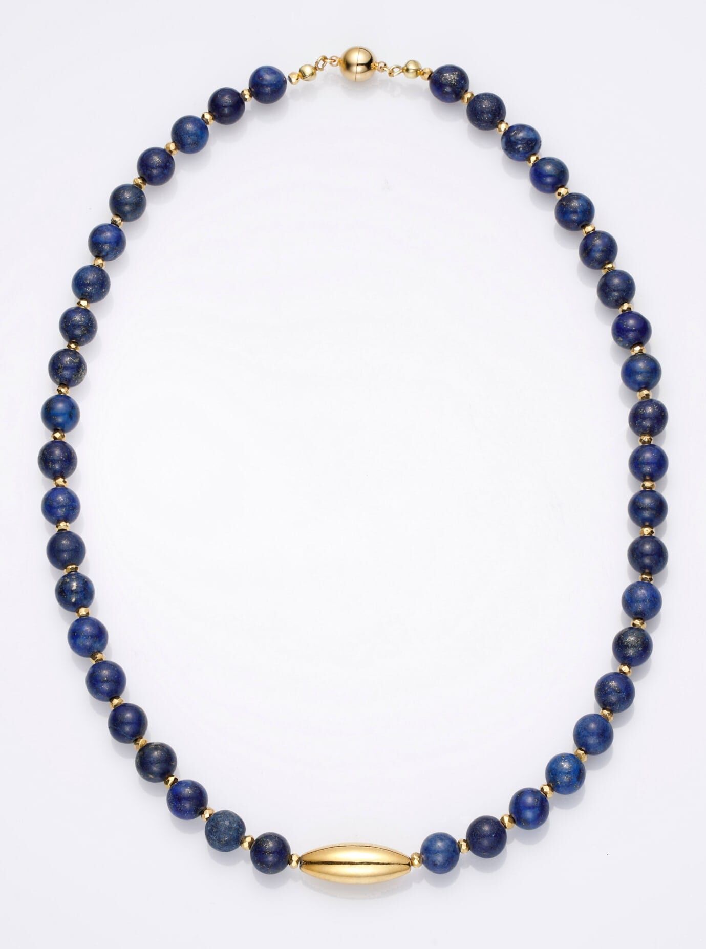 Perlenkette LADY, blau, Halsketten, Damen, N-Groesse, Metall, L: 48, Perlenkette