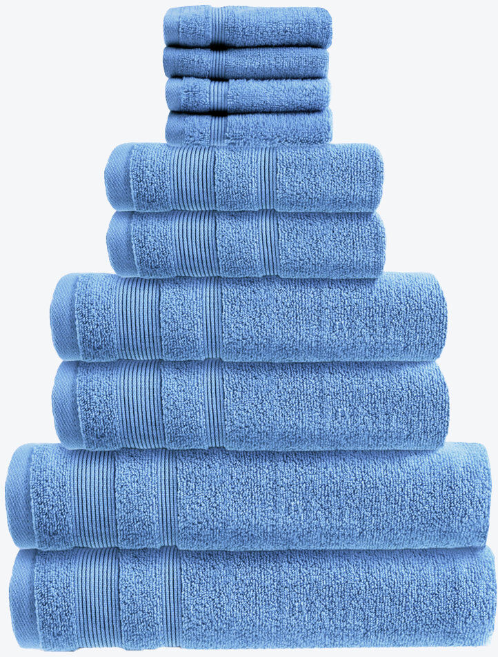 17 Stories Baljiwan 10 Piece Egyptian-Quality Cotton Bath Towel Bale - Luxury Zero Twist Cotton, Multi-Size Cornish Blue Bath Towel;Washcloth;Hand Towel;Bath Sheet