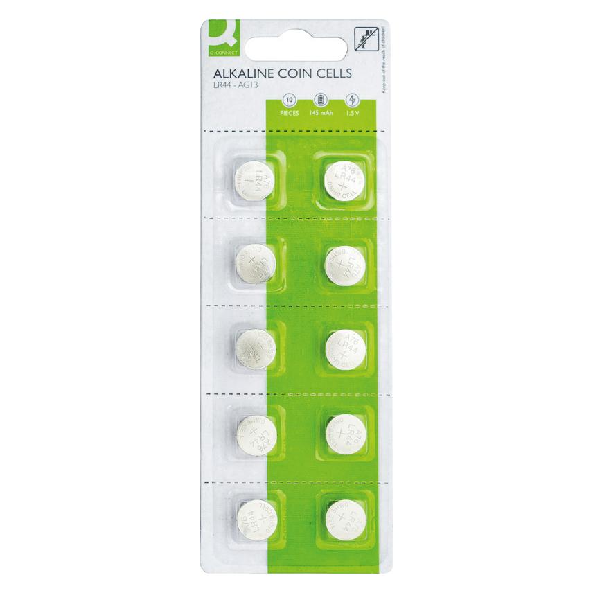 Q-Connect Alkaline Knopfzellen (10 Stk., LR44, 145 mAh) (KF14557)