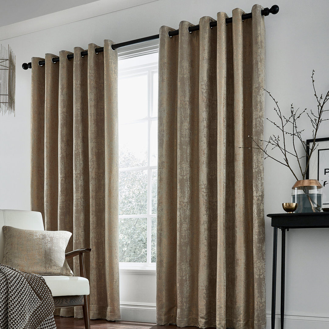 Helena Springfield Roma Eyelet Room Darkening Curtains Truffle 167cm Width x 228cm Drop