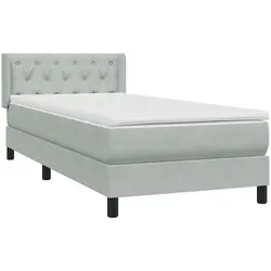 vidaXL Boxspringbett mit Matratze Hellgrau 80x210 cm Samt