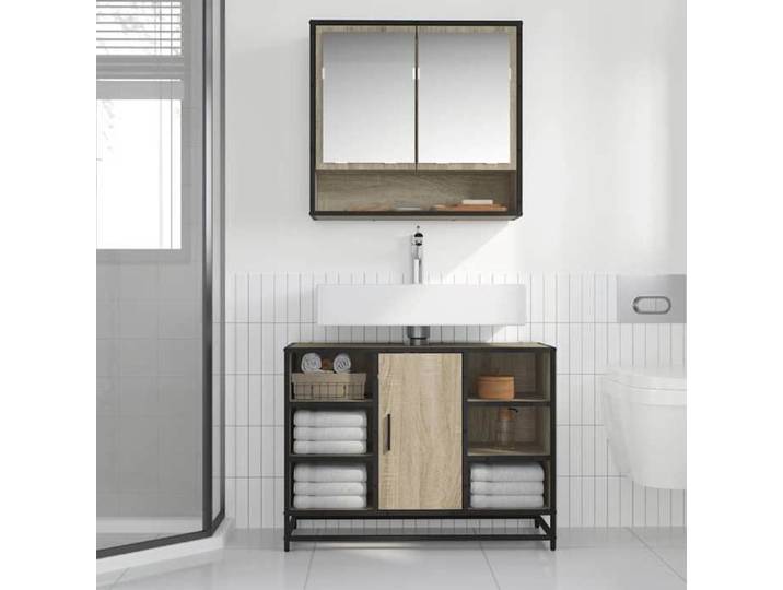 (Vente chaude)Meuble avec lavabo Cabinet Sous évier JILL'S Meuble WC Chêne Sonoma 80x33x60 cm Bois d'ingénierie - M858468