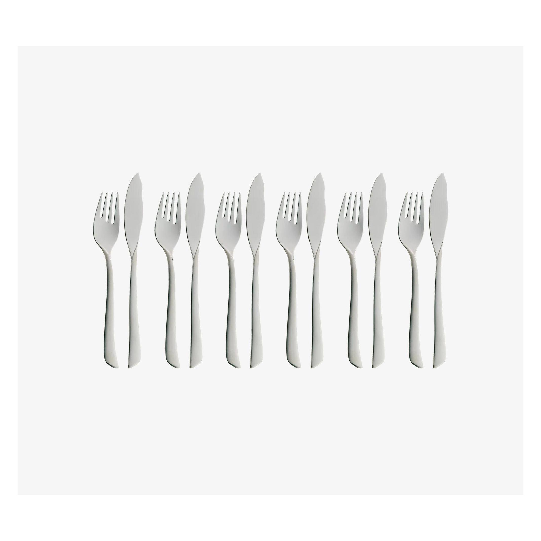 WMF Fischbesteck Fischmesser Fischgabel 12tlg Virginia Edelstahl 18/10 matt (12 Stk., Besteck Set) (11.4235.6396)