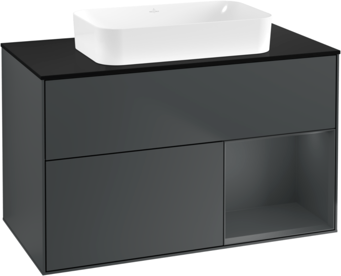 Villeroy und Boch Finion Waschtischunterschrank G662HGHG 100x60,3x50,1cm, Regal rechts Midnight Blue Matt Lacquer, Midnight Blue Matt Lacquer