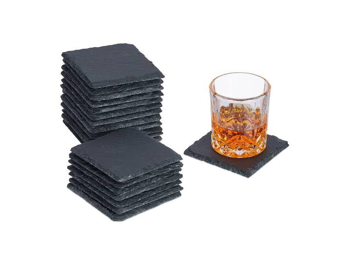 Schiefer Untersetzer 10x10cm 20er-Set Anthrazit