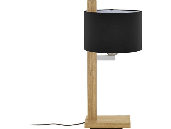 HERZBLUT Tischlampe Lydia schwarz Nickel/Holz H 55 cm