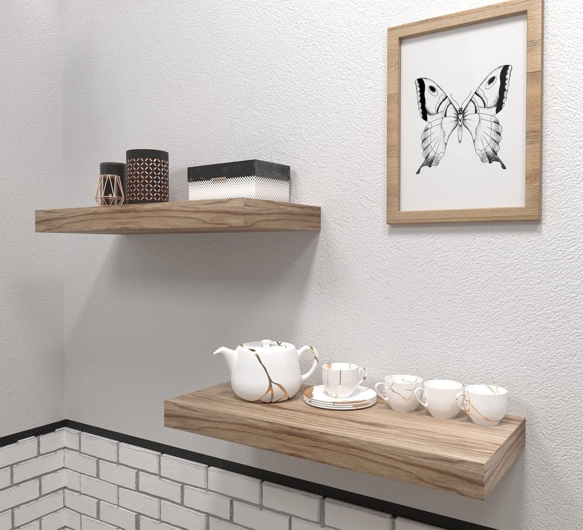 Zwevende Wandplank Hoogglans voor Woonkamer, Keuken of Home Office