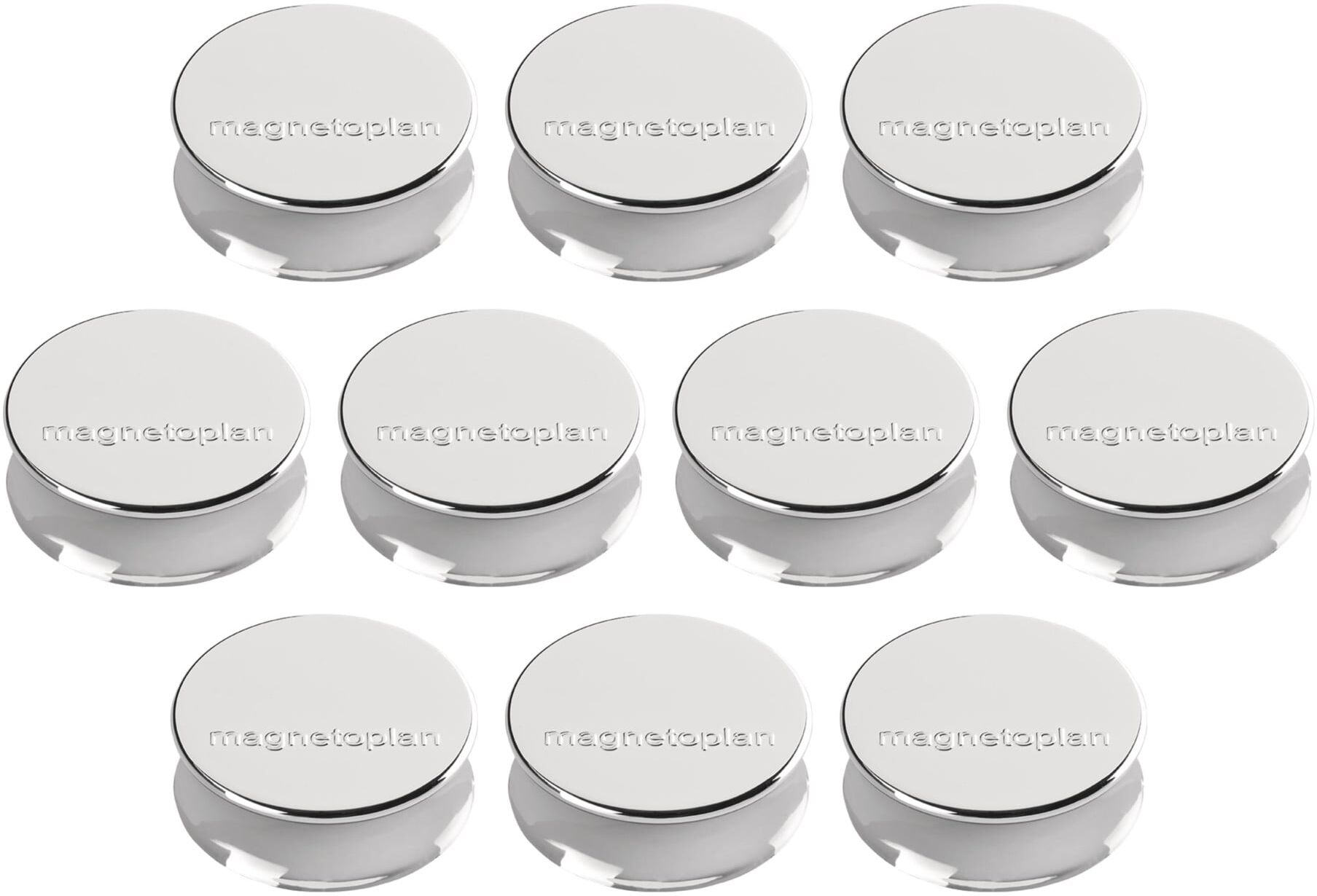 Magnetoplan Ergo-Magnete, large, silber, Pack a 10 Stück ; Soennecken (1665032)