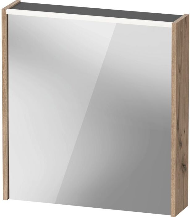 Duravit D-Code Spiegelschrank DC7105R55551000 650x700 mm, Eiche Marmoriert, mit Beleuchtung und Steckdose E