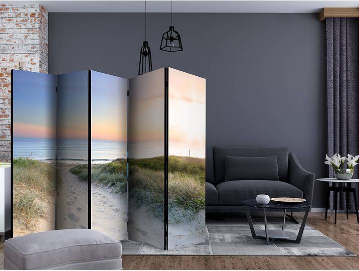 Paravent Morning Walk acoustique Non-tissé sur pin massif Multicolore 225 x 172 x 3cm