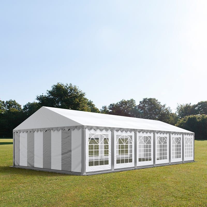 TOOLPORT 6x12m Partyzelt, PVC-Plane, grau-weiß - (6060)
