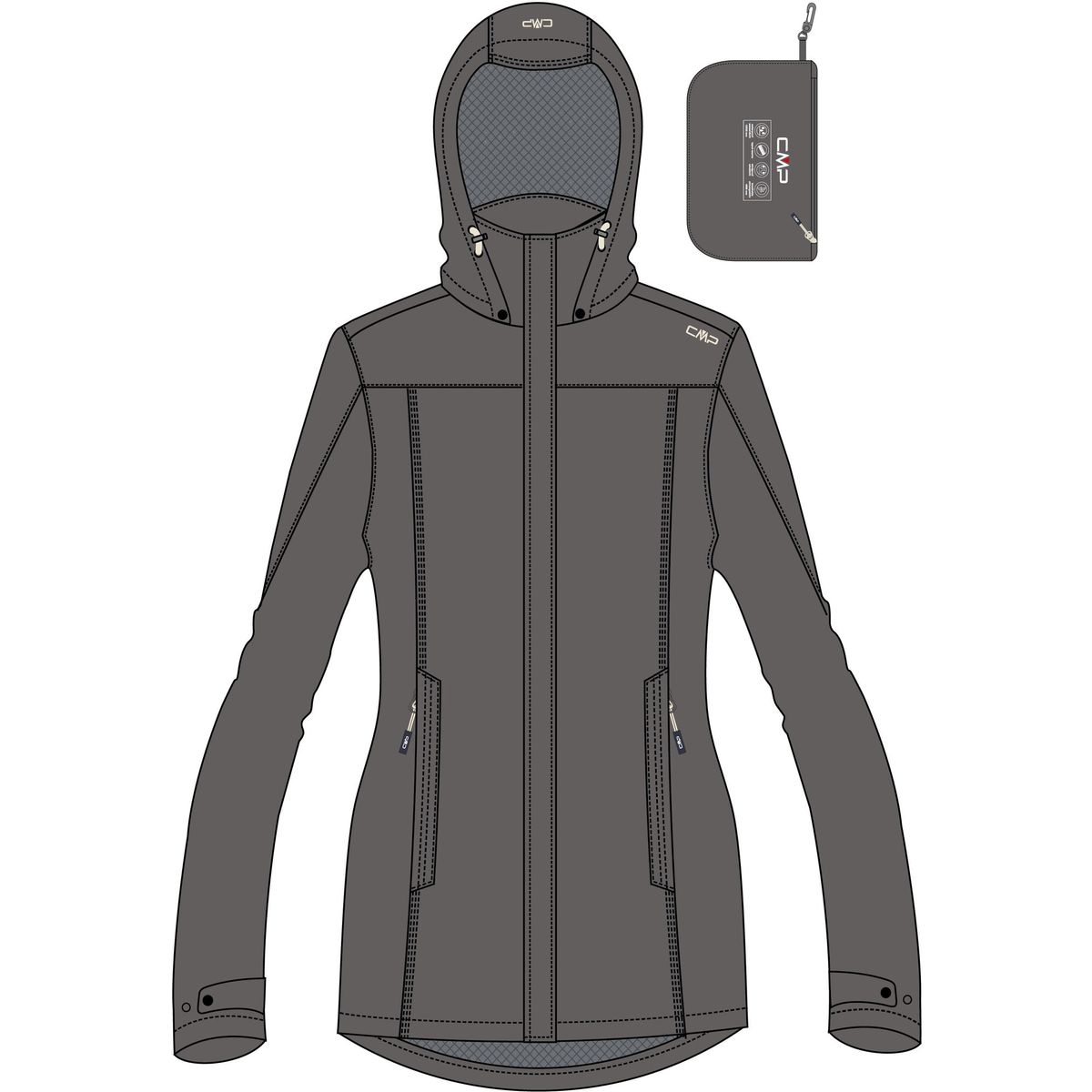 CMP Woman Jacket Snaps Hood terra (Q955) 36 39X6646-Q955-36