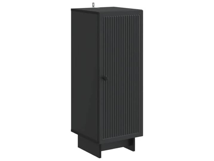 TEKGHUT Sideboard Schwarz 33 x 34,5 x 90 cm Holzwerkstoff Metallknopfgriffe, 90°-Pendeltüren, Brettregale, Holzwerkstoff, Wohnzimmer