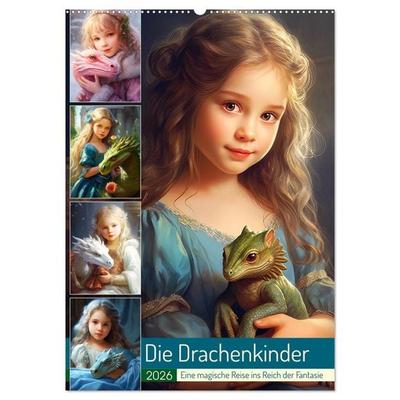 Die Drachenkinder. Eine magische Reise ins Reich der Fantasie (Wandkalender 2026 DIN A2 hoch), CALVENDO Monatskalender
