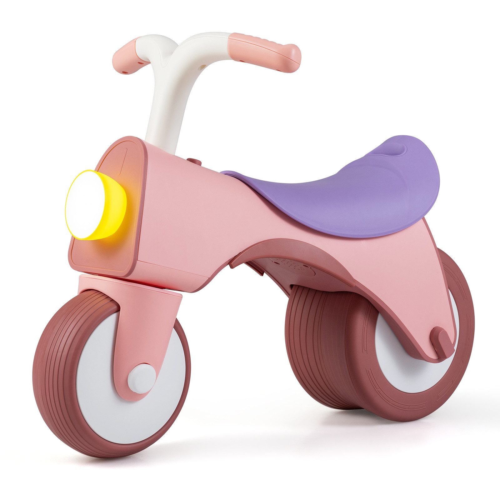 Costway Kinderen Loopfiets zonder Pedalen met Muziekfunctie en Ergonomische Handvatten, Roze