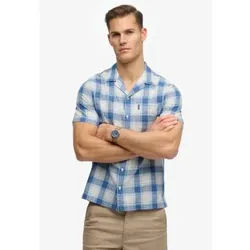 Superdry für Herren. M4011139A Cabana Check Hemd blau (M), Lässig, Baumwolle, Kurzarm