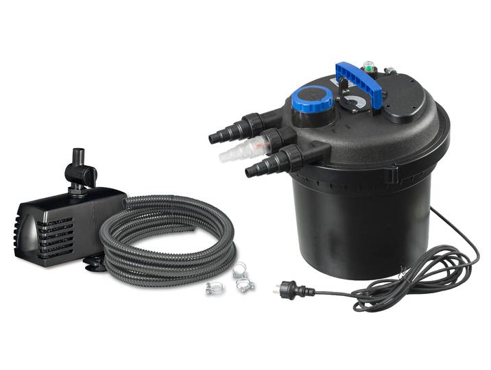 Teichfilter UBBINK BioPressure II 10000 PlusSet , blau (schwarzblau), B:38cm H:40cm L:38cm, Kunststoff, Filteranlagen, Teichfilter, Komplett-Set Druckfilter