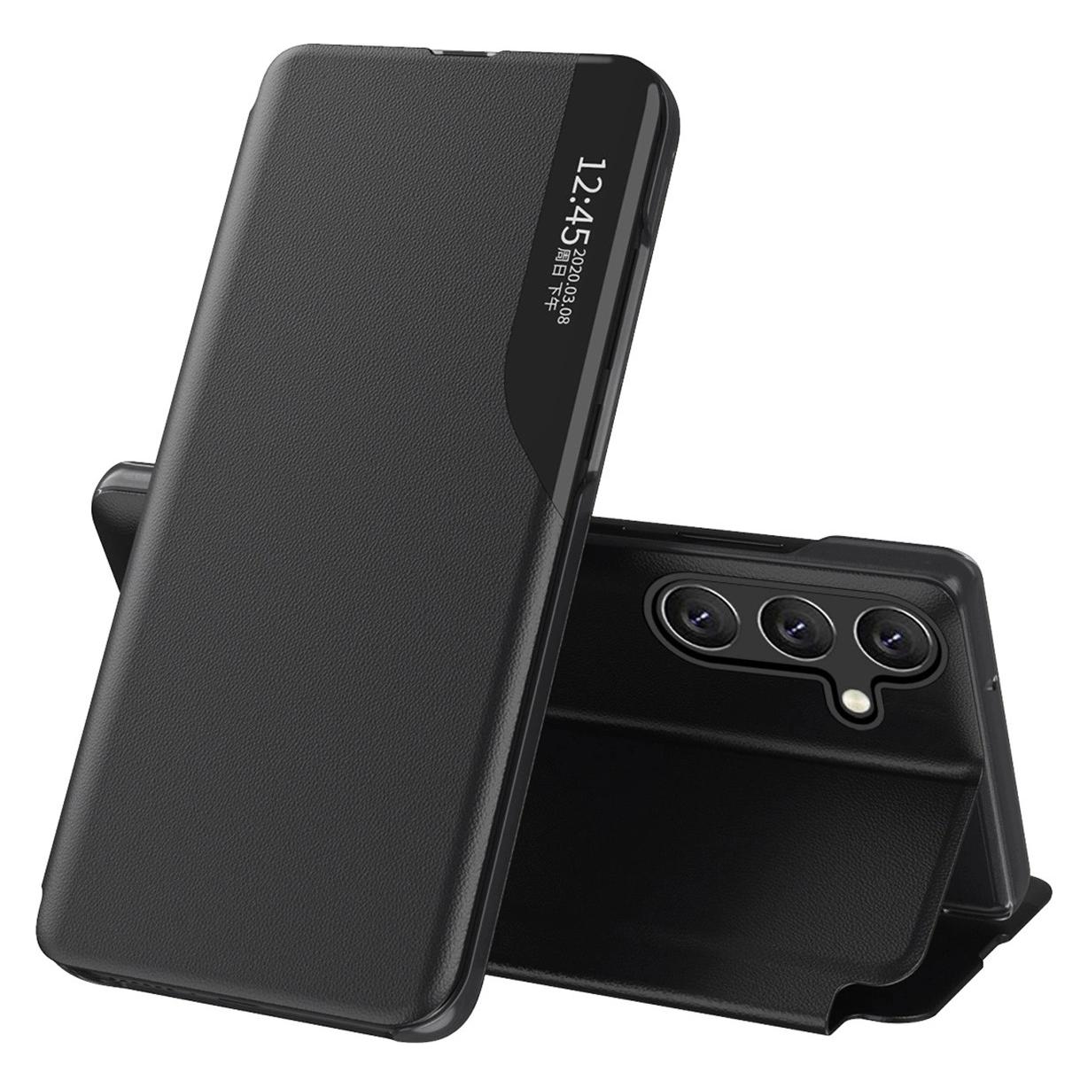 Hurtel Eco Leather View Case Hülle für Samsung Galaxy S24 FE mit Klappe und Ständer - Schwarz (Samsung Galaxy S24 FE) (ECO LEATHER VIEW CASE SAMSUNG GALAXY S24 FE BLACK)