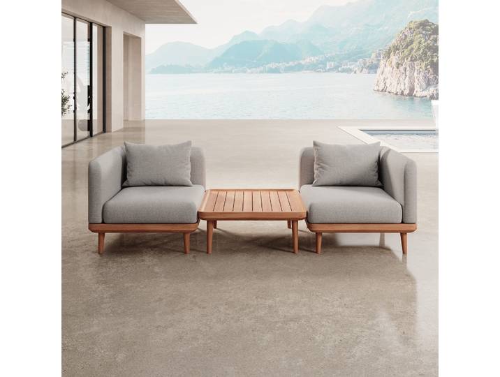 Nouri – 2 Loungemodule & Tisch Aevora™ Kollektion - Hellgrau - Luxusbetten24
