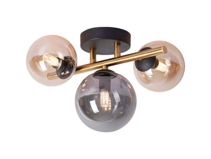 Dieter Knoll Led-Wandleuchte Amberok, Schwarz, Goldfarben, Bernsteinfarben, Metall, Glas, Uni, 21x19x28 cm, Lampen & Leuchten, Innenbeleuchtung, Wandleuchten