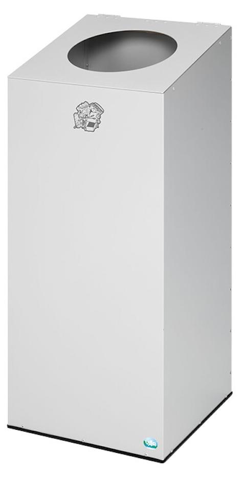 Robuster & modularer Wertstoffsammler mit runder Einwurföffnung | 100 Liter, HxBxT 89x38x38cm | Verzinkter Stahl | Lichtgrau/Lichtgrau