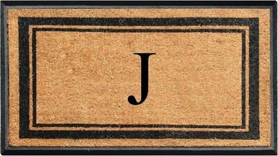 "A1 Home Collections Markham Border Natural Flocked Rubber Large Doormat 30""x48"""