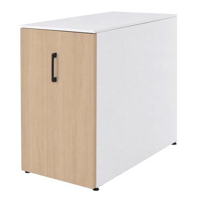 Mendler Aktenschrank HWC-Q27, Büroschrank Stahlschrank, Stützrad Staufächer, Metall 74x43x80cm ~ weiß, Holzfront