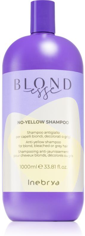 Inebrya BLONDesse No-Yellow Shampoo Shampoo zum Neutralisieren von Gelbstich für blonde und graue Haare 1000 ml