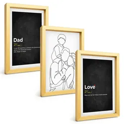 BILDER SET 3er Set - 20x30 cm Goldrahmen - Familiengeschichte, Kunst, Liebe, Vaterschaft