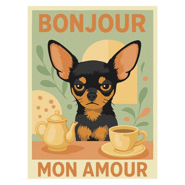 Ideyka Malen nach Zahlen - Poster "Morgen mit einem Chihuahua" (KHO6808)