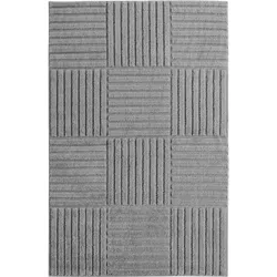 TEPPICH Hochflor RIGI in Silber, mit Cord-Streifen-Patchwork, 80 x 150 cm